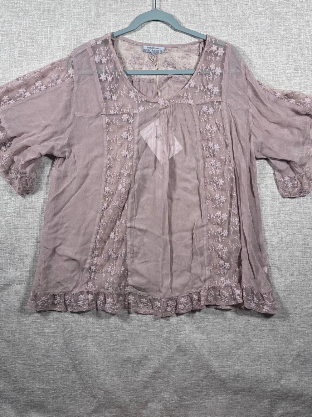 NWT Cost Plus World Market Dusty Rose Embroidered Boho Tunic